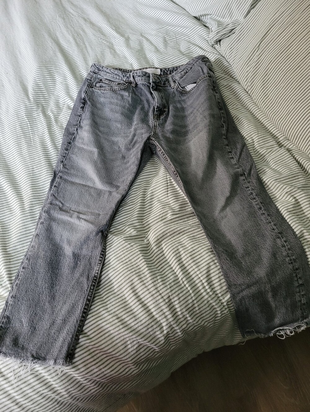 Topshop Womens Washed Gray Straight Jeans